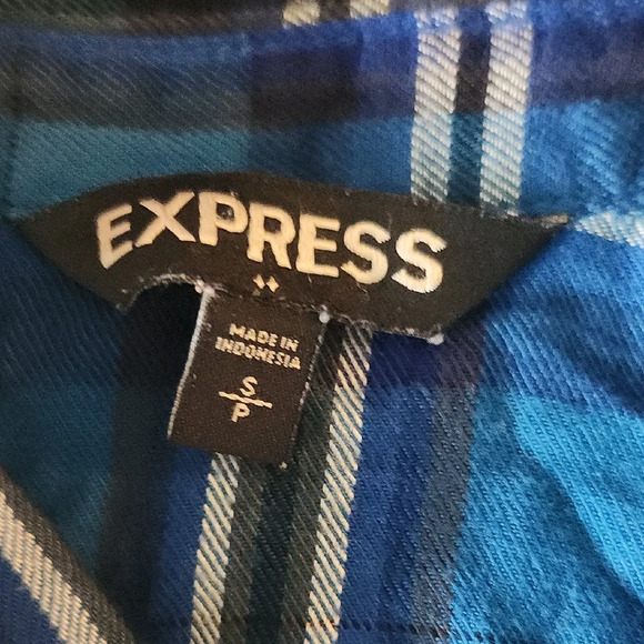 Express Blue Plaid Button Down Shirt - Picture 2 of 10
